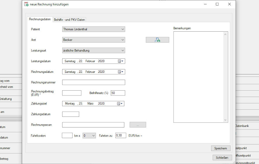 neue Rechnung hinzufügen
