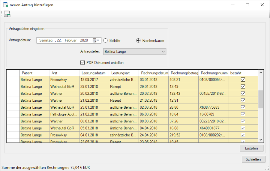 neun Antrag erstellen
